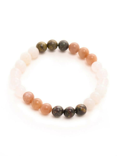 Red Carnelian, Amathyst Pyrite Metal Multicoloured Brown, Black and White Beads bracelet - Ruby Raang