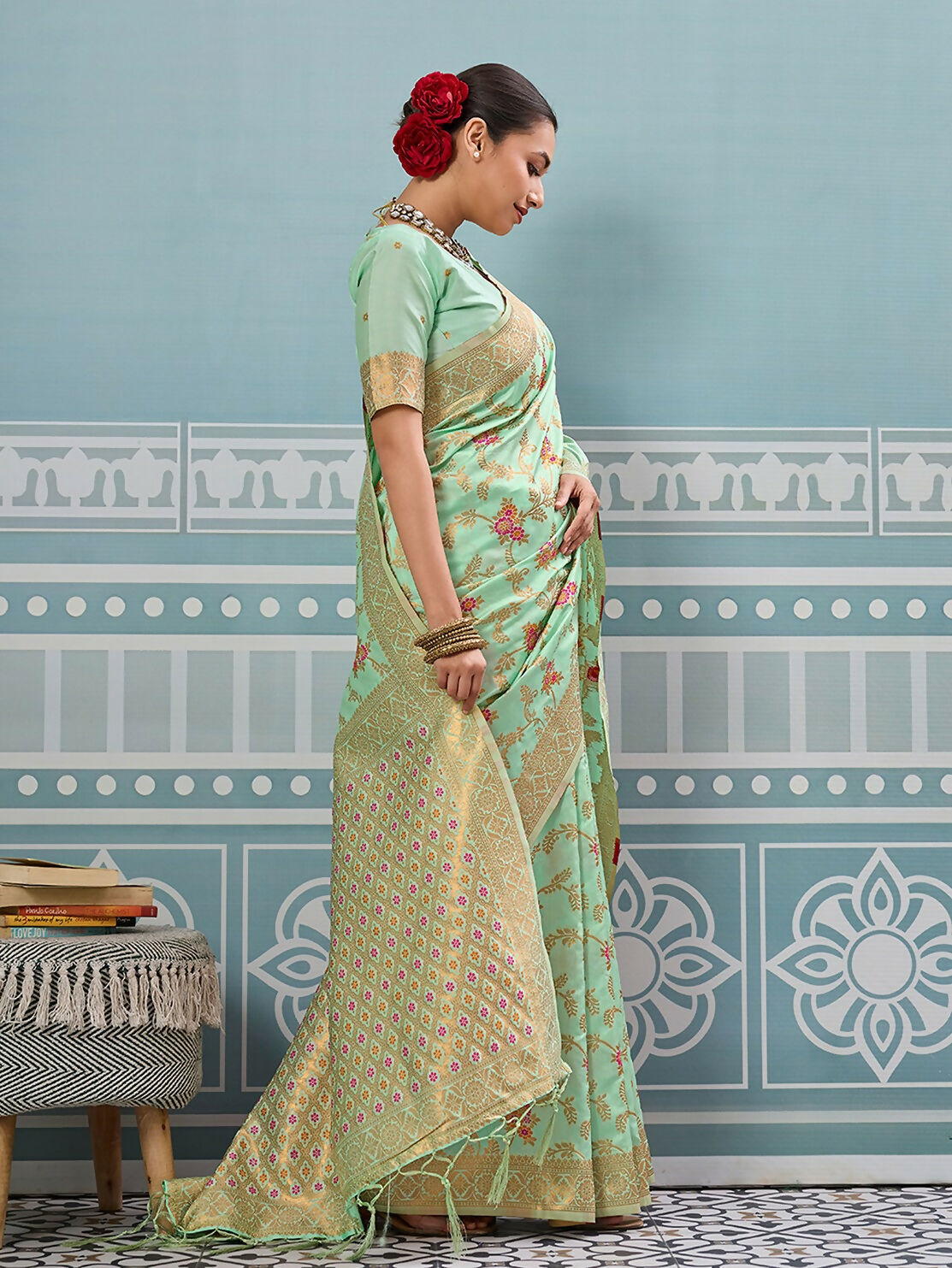 Shree Shyam Fashion Pista Silk Saree - Distacart