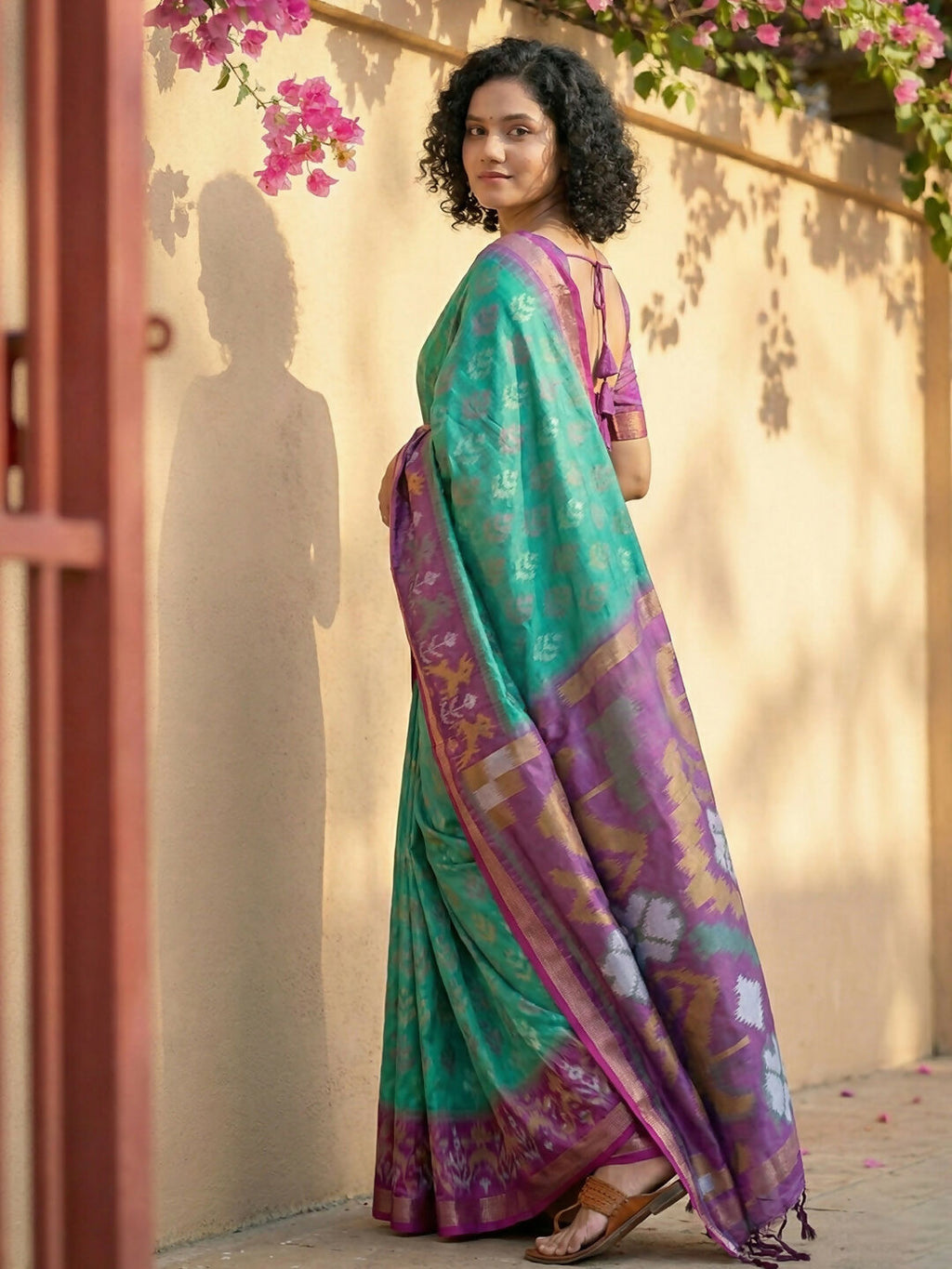 Shree Shyam Fashion Rama Green Pochampally Silk Saree - Distacart