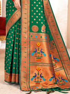 Shree Shyam Fashion Paithani Silk Green Saree - Distacart