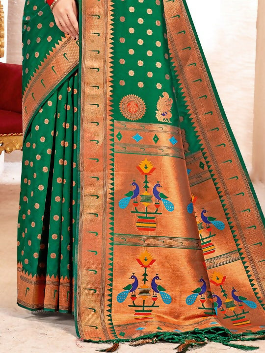 Shree Shyam Fashion Paithani Silk Green Saree - Distacart