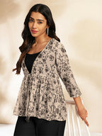Janasya Black Crepe Solid Top,Bottom & Jacket