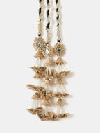 Ruby Raang Gold Gota Pati Work And Black Thread And Mirrors With Gold Stones And Mor Pankh Motif