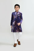 Joban Fashion Velvet Purple Kurta With Straight Fit Pant