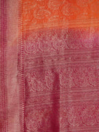 Kalamandir Ethnic Motifs Orange Silk Blend Saree