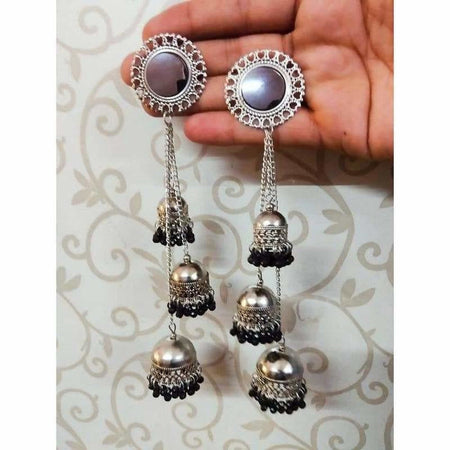 MS Fashion India Traditional Kashmiri Black Color Pearls And Stone Occasional Earrings