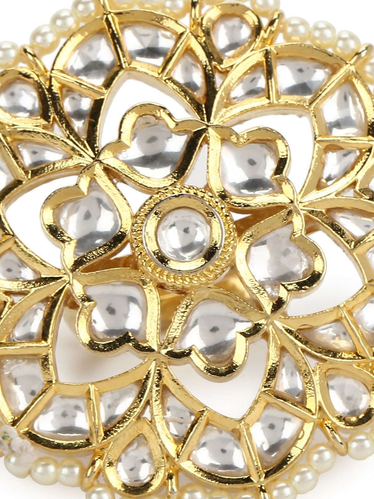 Oversized Kundan Ring- Ruby Raang