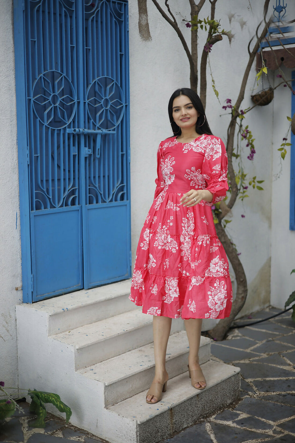 Aayaa Designer Printed One Piece Dress - Multi Color