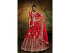 House of Panchhi Red Pure Silk Moti & Zarkan heavy embroidery Lehenga choli & Dupatta