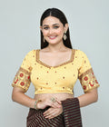 Joban Fashion Women's Light Yellow Embroidered Stitched Blouse - Distacart