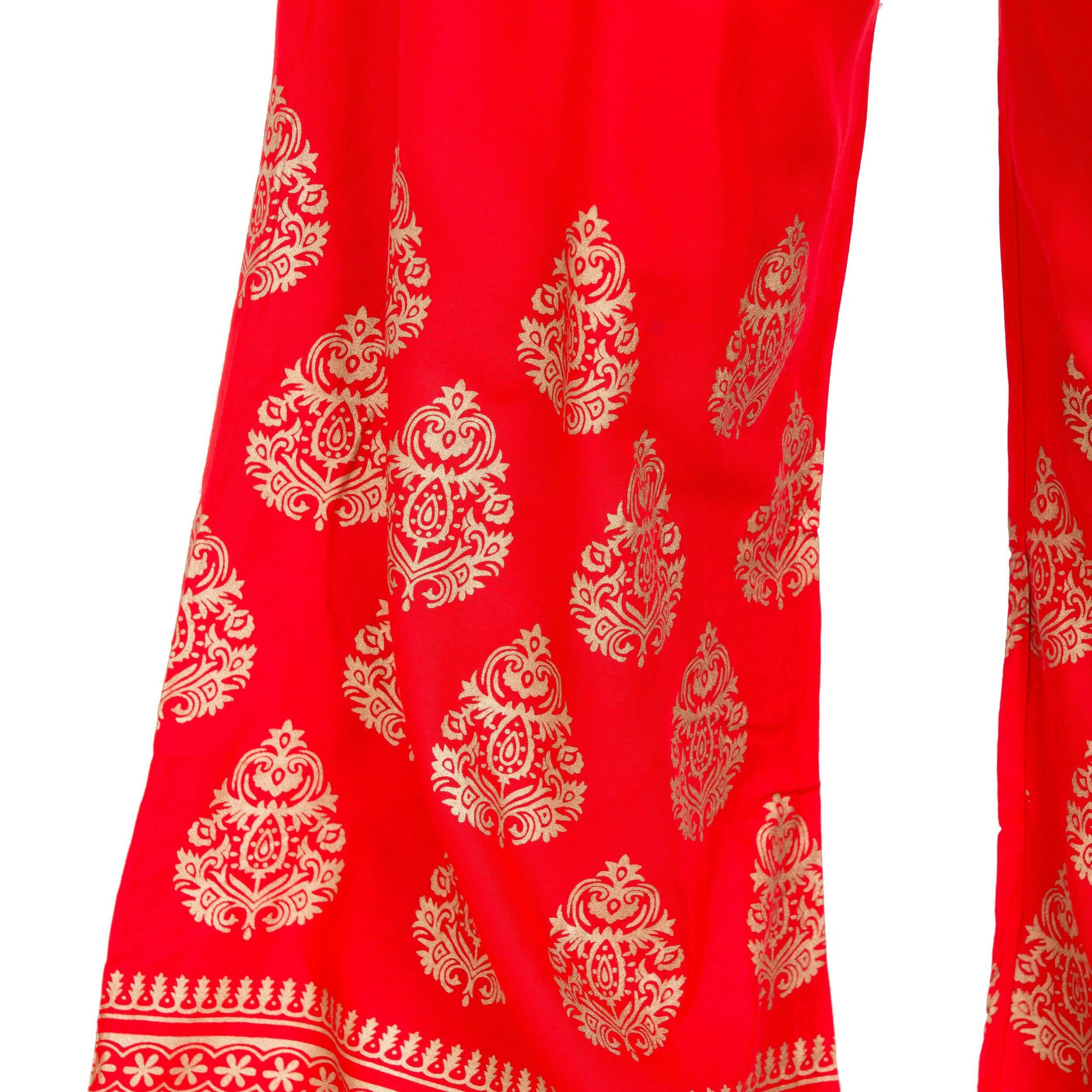 PAVONINE Red Color Golden Printed Rayon Fabric Sharara For Women & Girls - Distacart