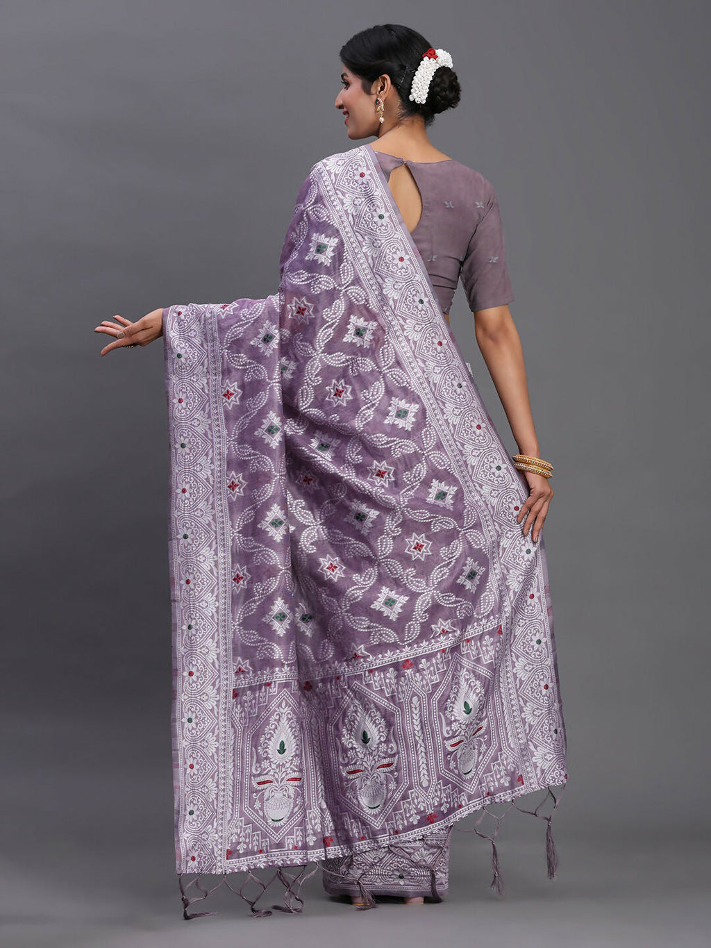 Shree Shyam Fashion Linen Cotton Violet Saree - Distacart