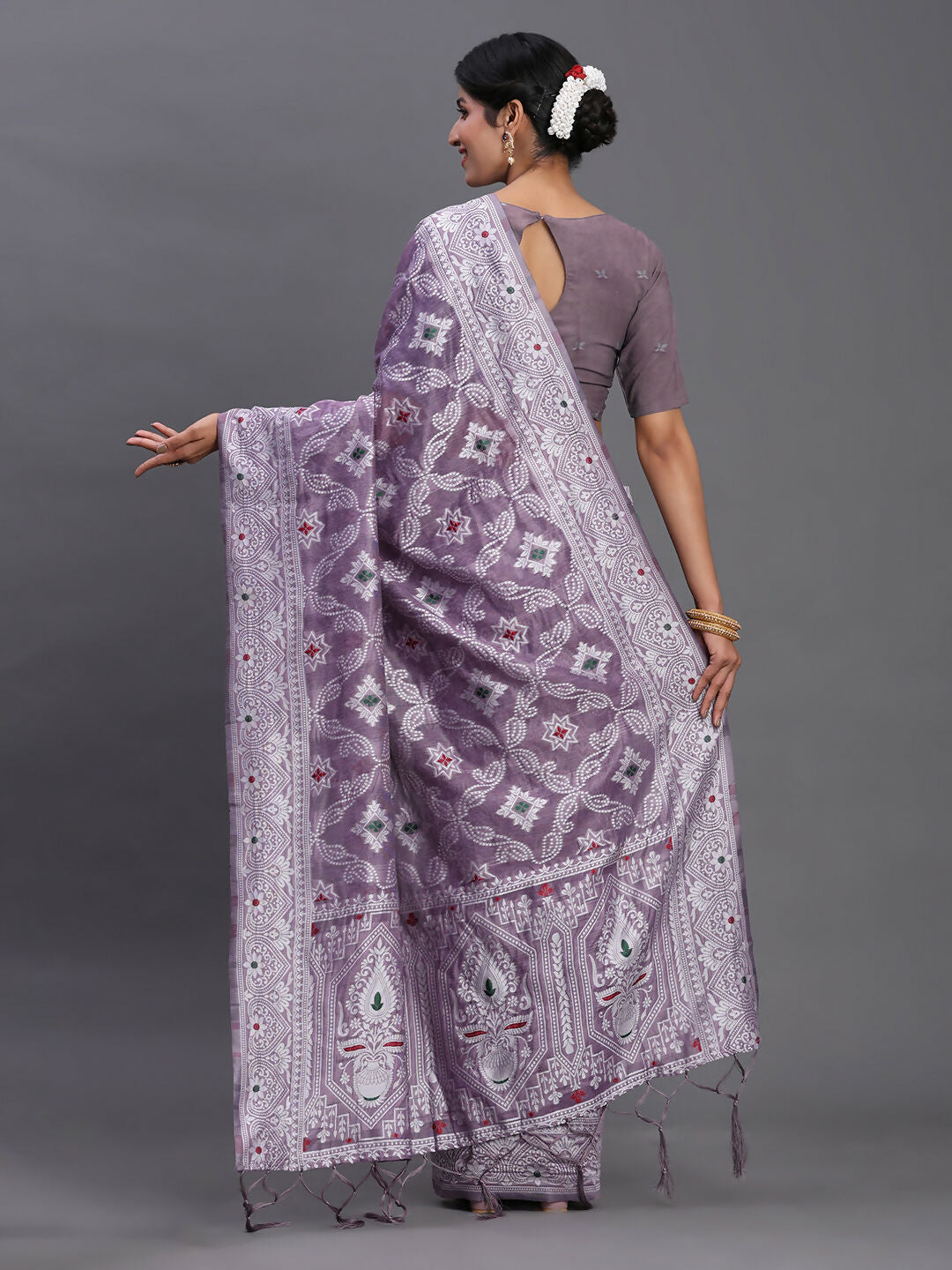 Shree Shyam Fashion Linen Cotton Violet Saree - Distacart