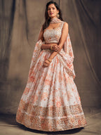 Myra White Organza Silk Embroidered Lehenga