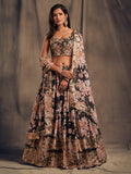 Myra Black Organza Silk Embroidered Lehenga