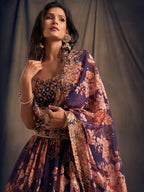 Myra Purple Organza Silk Embroidered Lehenga