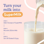 Gritzo SuperMilk Growth+ (Formerly Height+) Unsweetened Drink Mix (13+y Girls), 13g Protein Powder - Creamy Vanilla