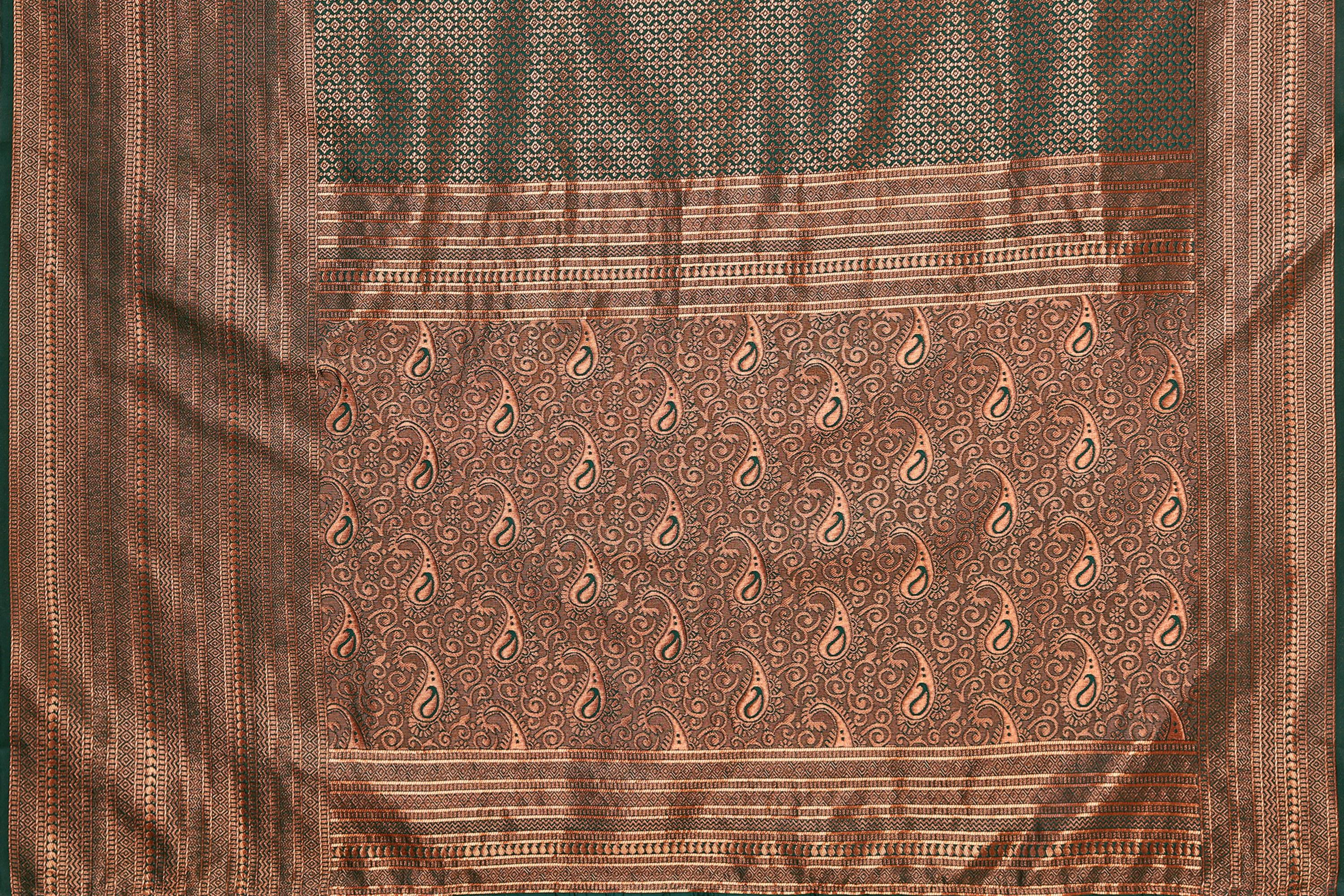 Vamika Weaving Banarasi Jacquard Green Kanjivaram Saree - Distacart