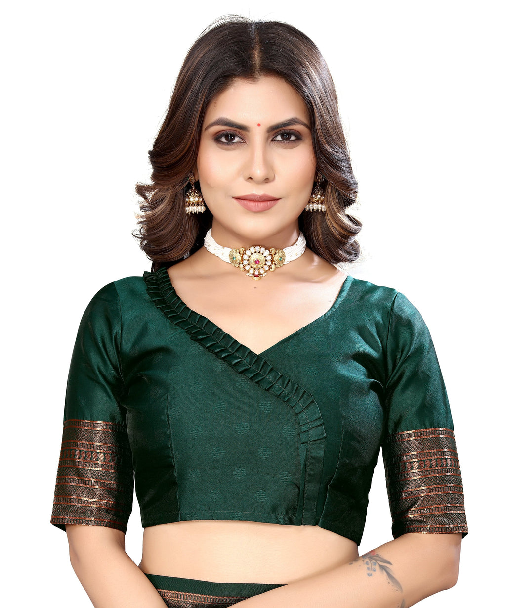 Vamika Weaving Banarasi Jacquard Green Kanjivaram Saree - Distacart