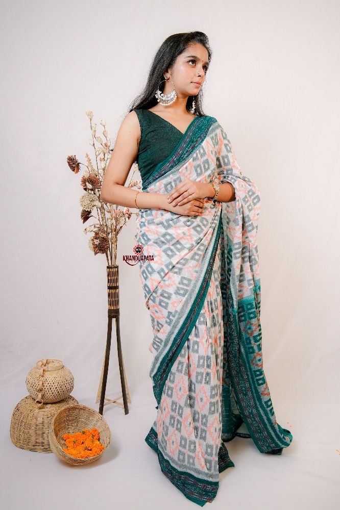khanduapata White Special Box Design Cotton Saree For Women - Distacart