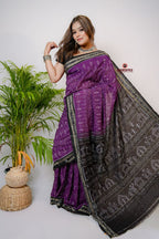 khanduapata Purple Special Doll Design Cotton Saree For Women - Distacart