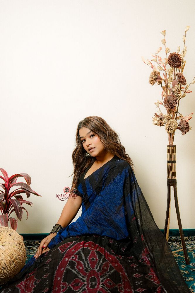 khanduapata Indigo Blue Plain Cotton Saree For Women - Distacart