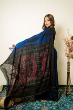 khanduapata Indigo Blue Plain Cotton Saree For Women - Distacart