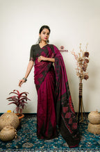 khanduapata Deep Red Plain Cotton Saree For Women - Distacart