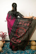 khanduapata Deep Red Plain Cotton Saree For Women - Distacart