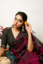 khanduapata Deep Red Plain Cotton Saree For Women - Distacart