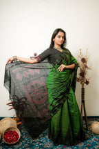 khanduapata Meadow Green Plain Cotton Saree For Women - Distacart