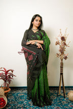 khanduapata Meadow Green Plain Cotton Saree For Women - Distacart