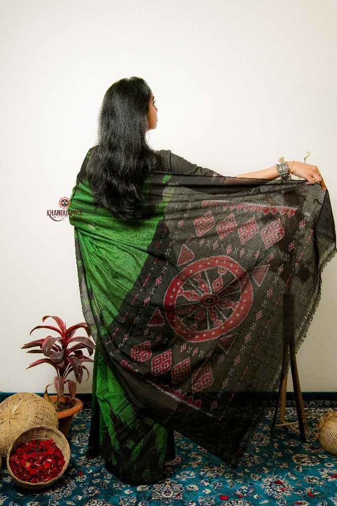 khanduapata Meadow Green Plain Cotton Saree For Women - Distacart