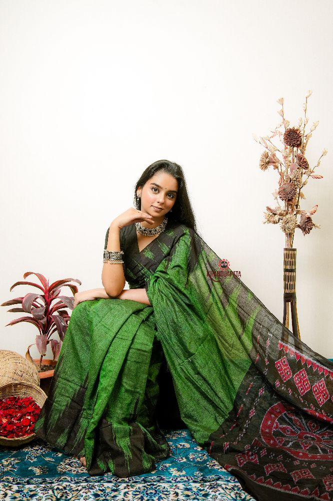 khanduapata Meadow Green Plain Cotton Saree For Women - Distacart