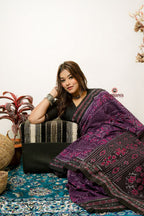 khanduapata Black & Purple Special Design Cotton Saree For Women - Distacart