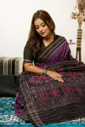 khanduapata Black & Purple Special Design Cotton Saree For Women - Distacart