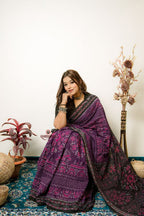 khanduapata Black & Purple Special Design Cotton Saree For Women - Distacart