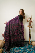khanduapata Black & Purple Special Design Cotton Saree For Women - Distacart