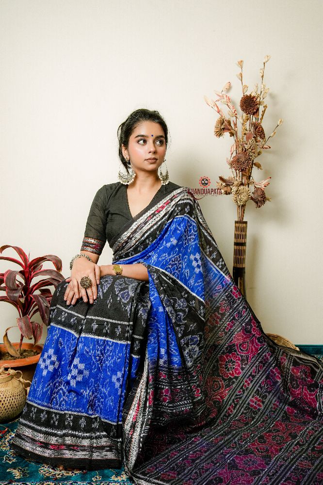 khanduapata Black & Copper Sulphate Special Design Cotton Saree For Women - Distacart