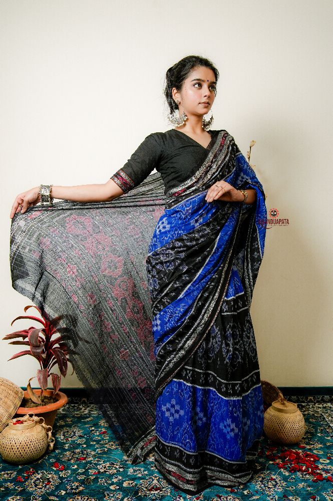 khanduapata Black & Copper Sulphate Special Design Cotton Saree For Women - Distacart