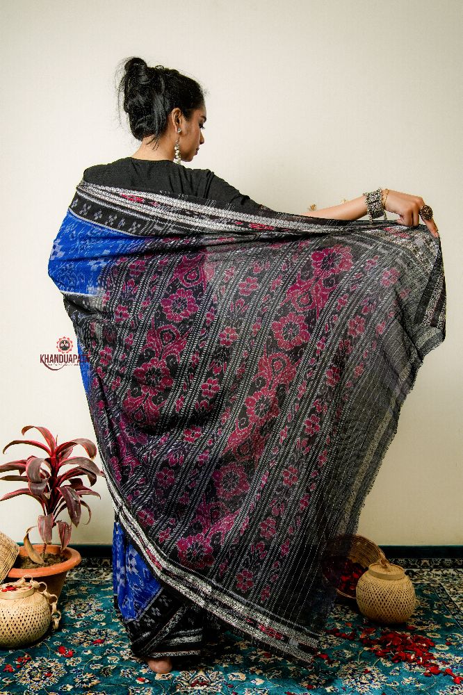 khanduapata Black & Copper Sulphate Special Design Cotton Saree For Women - Distacart