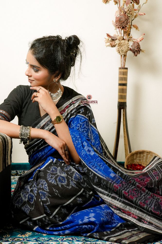 khanduapata Black & Copper Sulphate Special Design Cotton Saree For Women - Distacart