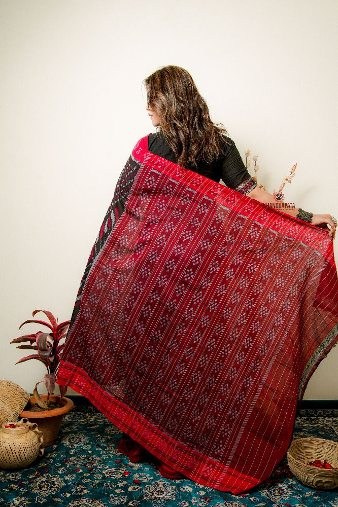 khanduapata Black Special Star Design Cotton Saree For Women - Distacart