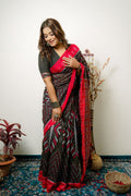 khanduapata Black Special Star Design Cotton Saree For Women - Distacart