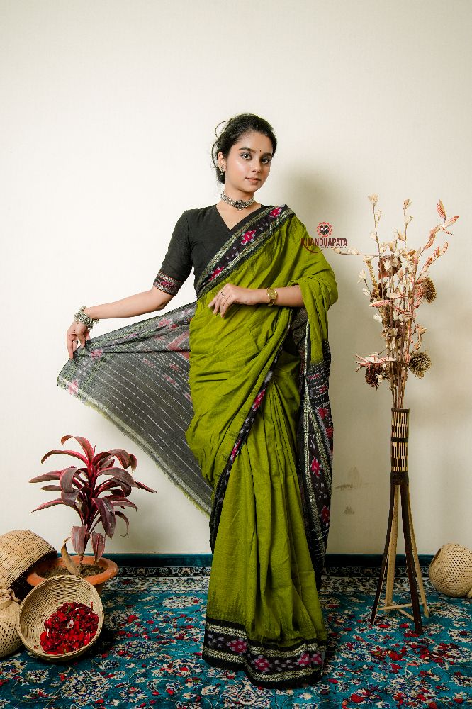 khanduapata Meadow Green Pasapali Cotton Saree For Women - Distacart