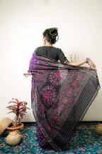 khanduapata Purple Flower Design Cotton Saree For Women - Distacart