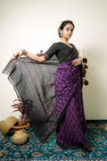 khanduapata Purple Flower Design Cotton Saree For Women - Distacart
