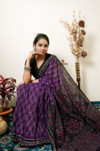khanduapata Purple Flower Design Cotton Saree For Women - Distacart