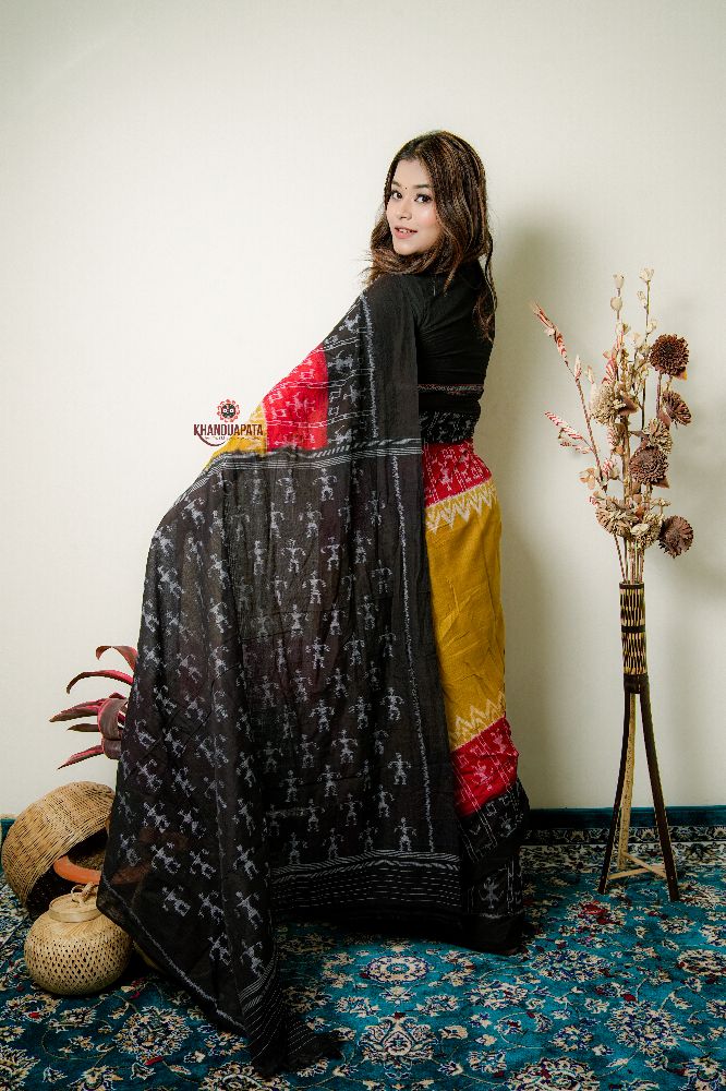 khanduapata Multicolor Tribal Doll Design Cotton Saree For Women - Distacart