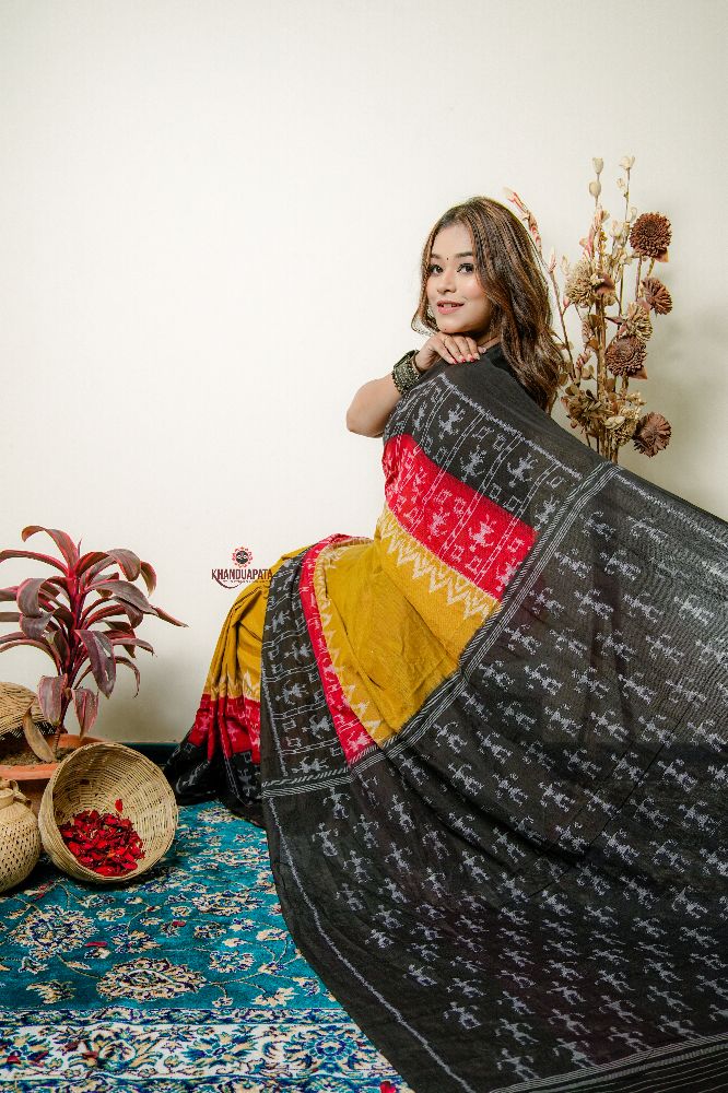 khanduapata Multicolor Tribal Doll Design Cotton Saree For Women - Distacart
